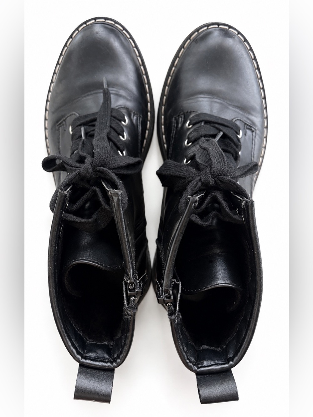 STEVE MADDEN “Madden Girl Kurrt” Black Lace-Up, Side Zip, Lug Sole Combat Boots - Picture 6 of 16